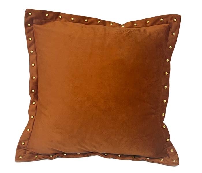 Caramel Suede Pillow with Stud Accents