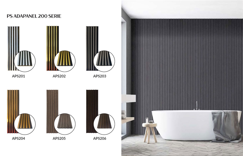 PS Adapanel 200 Series wall panels showcasing a range of colors and textures.