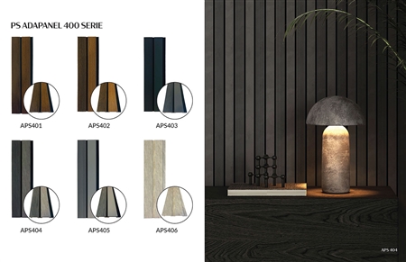 PS Adapanel 400 Series wall panels showcasing a range of colors and textures.