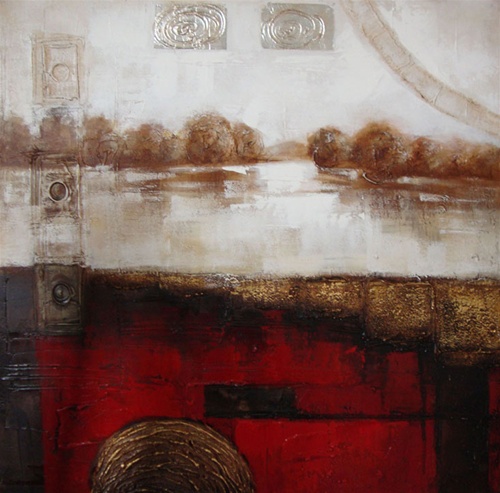 Amazing red and white contemporary abstract painting