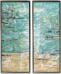 Vista Dreams Set of Two  Modern Art  with Silver Floating Frame available