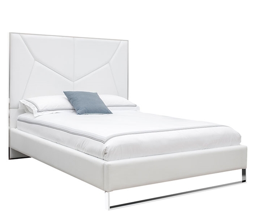 Chiesa Modern Bed in White Leatherette