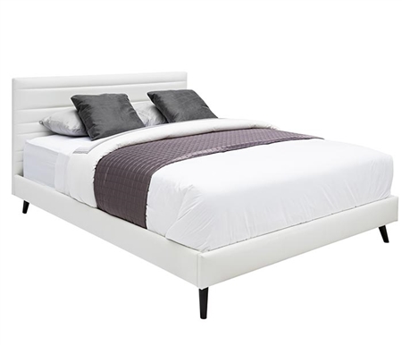 Bergamo Modern White Eco-leather Bed - FULL