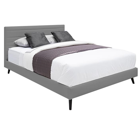 Bergamo Modern Grey Eco-leather Bed - Queen