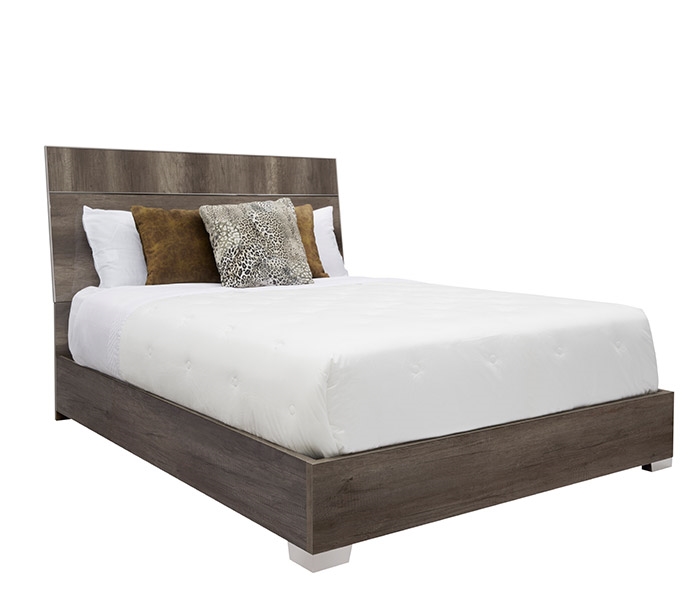 Deana Modern Italian Vintage Oak Set - King Bed + Queen Slats Cabinet + 2 Nightstands