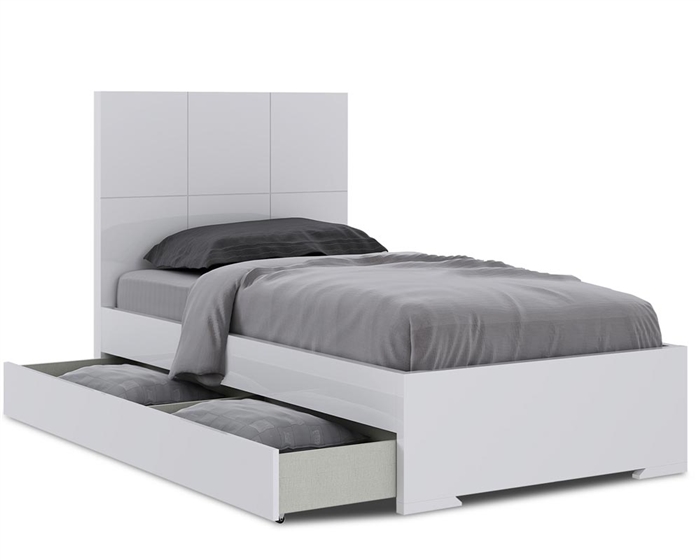 Twin Trundle White Lacquer bed  & Mattress Options
