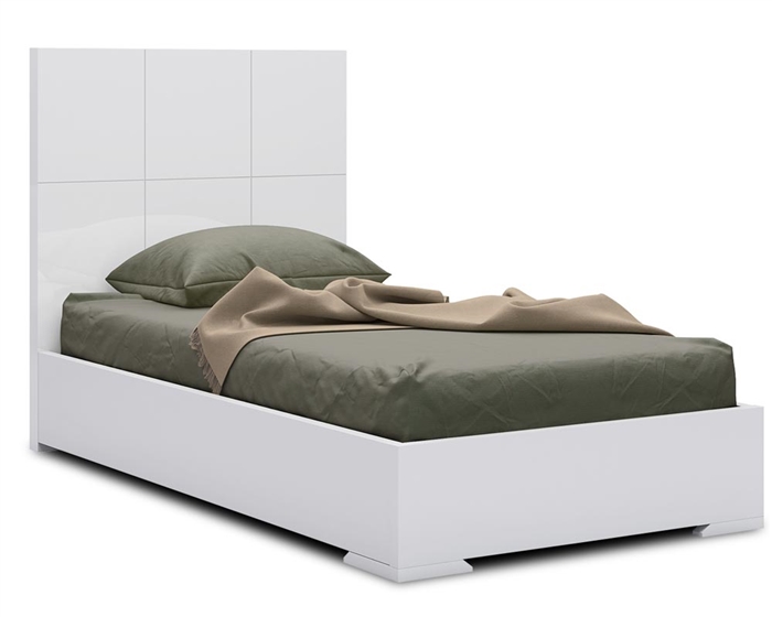Twin White Lacquer Bed & Mattress Options