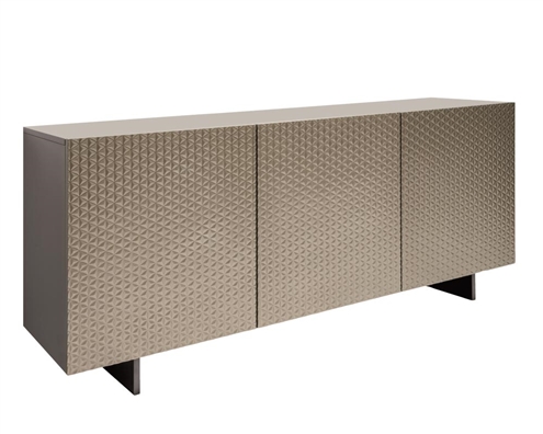 Turin Modern Buffet Silver with 3D Embossed Doors and Matt Gun Metal Grey Finish