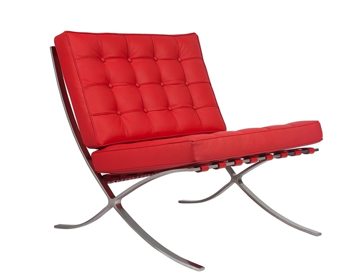 Modern Barcelona Chair in Red leather