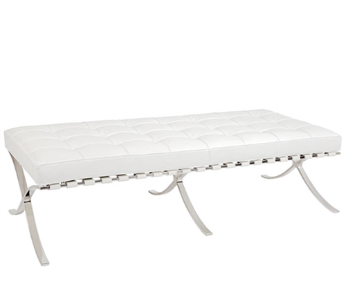 Modern Catalunya Bench in white leather