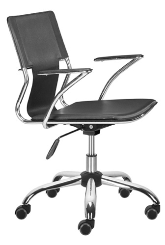 A stylish chair with contemporary look comes in black, white, espresso, and red.