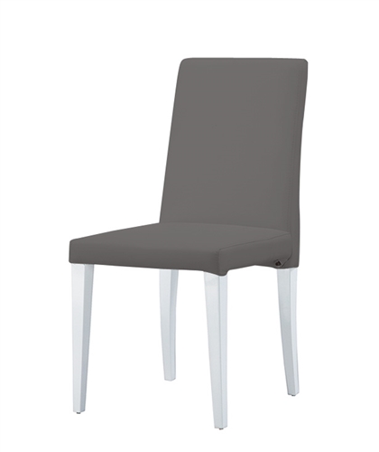 Anzio Modern Dining Chair Grey leatherette with white lacquer legs- FINAL SALE - NO RETURNS