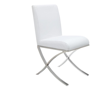 Ruffano Modern Dining Chair in White Leather
