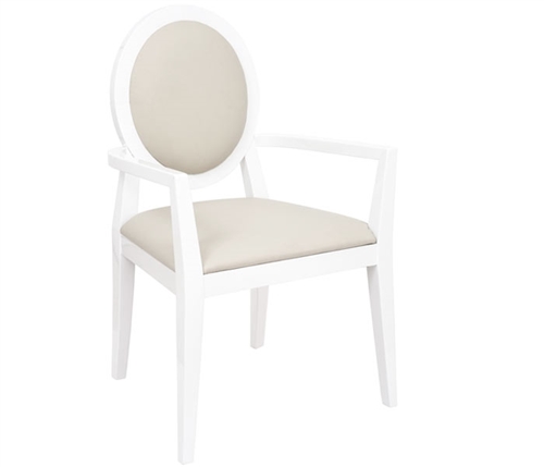 Ripoli Modern Dining Chair in Beige and White with Arms