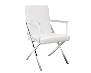 Ravello Modern Lounge Chair With Arms in white leather