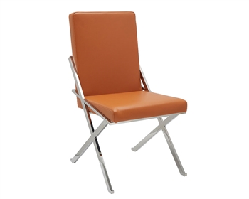 Ravello Modern Dining Chair in Orange leather