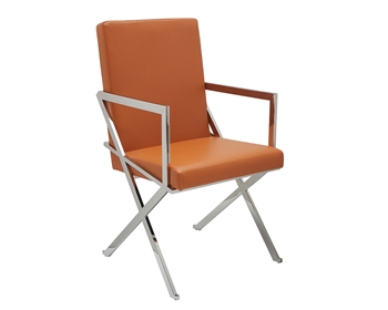 Ravello Modern Lounge Chair With Arms in Orange leather