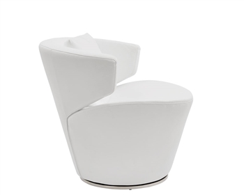 Vesuvio Modern Lounge Chair in white leather and stainless Steel