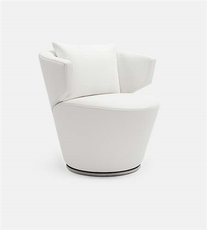Vesuvio Modern Lounge Chair in white leather and stainless Steel