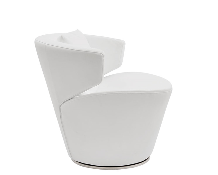 Vesuvio Modern Lounge Chair in white leather and stainless Steel