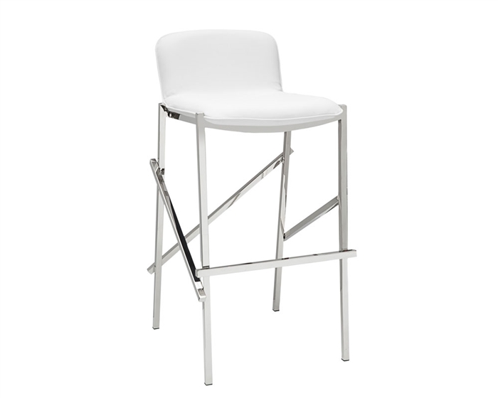 Ravello Modern Bar Stool in White Leather