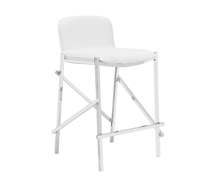 Ravello Modern Counter Stool in White Leather