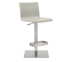 Watson Barstool Grey Eco-Leather with adjustable height and square stainless steel base.