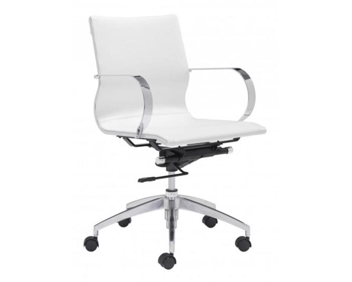 Glider Modern Low Back Office Chair White