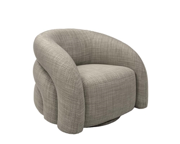 Ginoso modern fabric swivel chair with roundish design, cream-colored fabric, and convenient swivel function