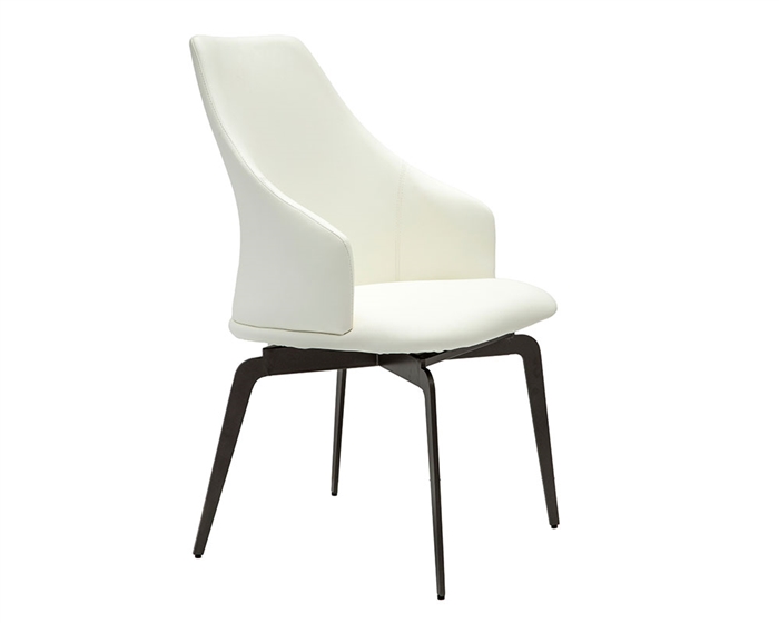 Anastasi Modern Swivel Dining Chair White blended Leather