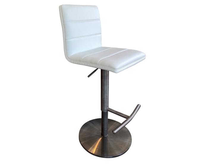 Carpena Modern White Barstool with Brushed Stainless Steel Base and Eco-Leather Seat