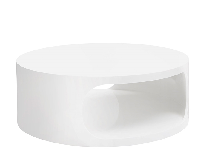 Savino Modern Round Coffee Table in white lacquer