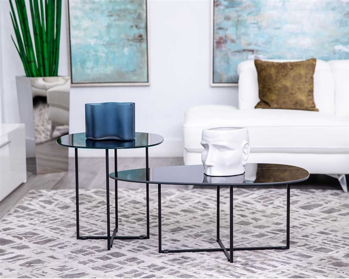 Ginni Black Ceramic and Mirror Coffee and Side Table Collection