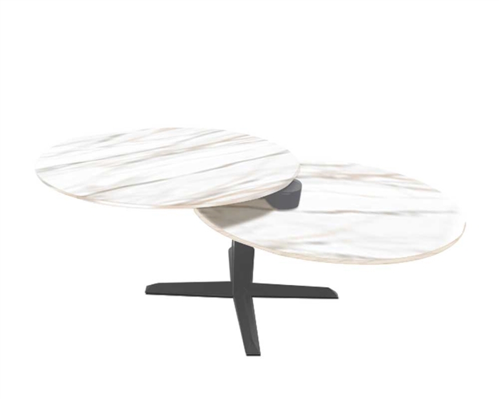 Anjoli coffee table with ceramic and tempered glass top and grey powder-coated base