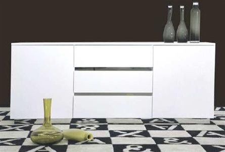 Fantastic White faux crocodile skin Jurmilla Buffet is a modern work of art that provides form and function for modern dining rooms