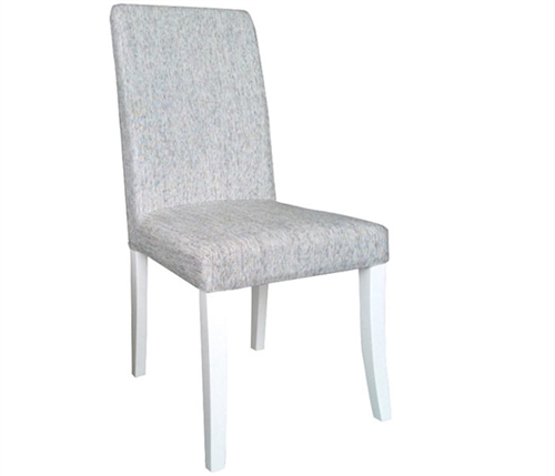 Canini Modern Dining Chair in Grey Fabric with white legs
