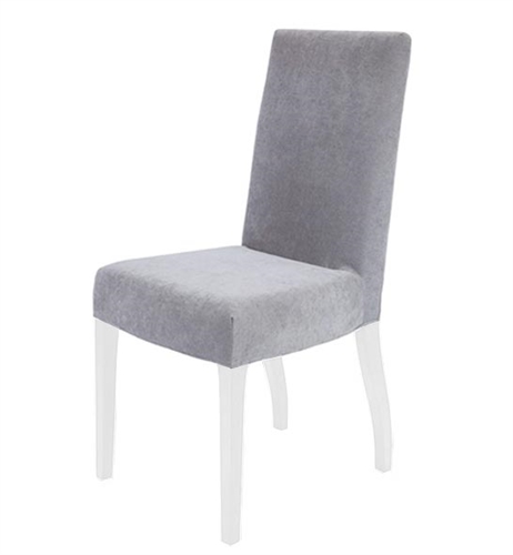 Granada Modern Dining Chairs In Light Grey Fabric White Legs - SOLD AS IS - FINAL SALE - NO RETURN