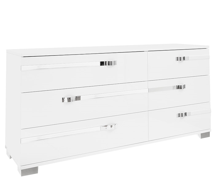 Volare Modern Italian 6 Drawer Cabinet in White Lacquer