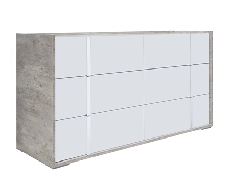 New Pavia Modern Italian Dresser White Lacquer and concrete veneer