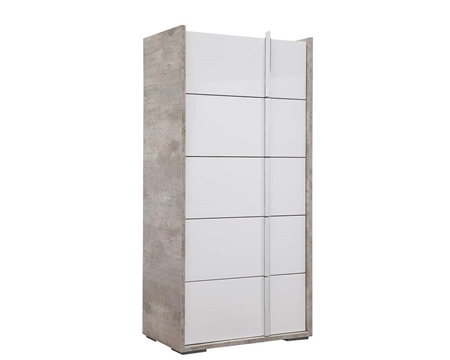 Pavia Modern Italian 5 Drawer Chest  White Lacquer and concrete veneer