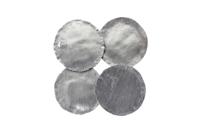 Galvanized Wall Discs, Set of 4 Silver Leaf