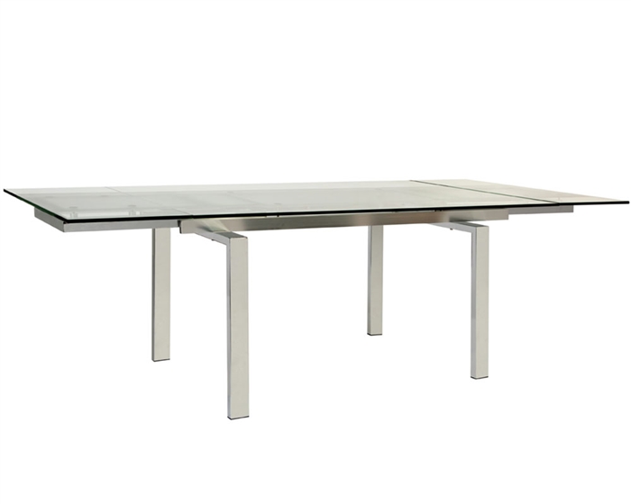 Torino Modern Expandable Clear Glass Dining Table