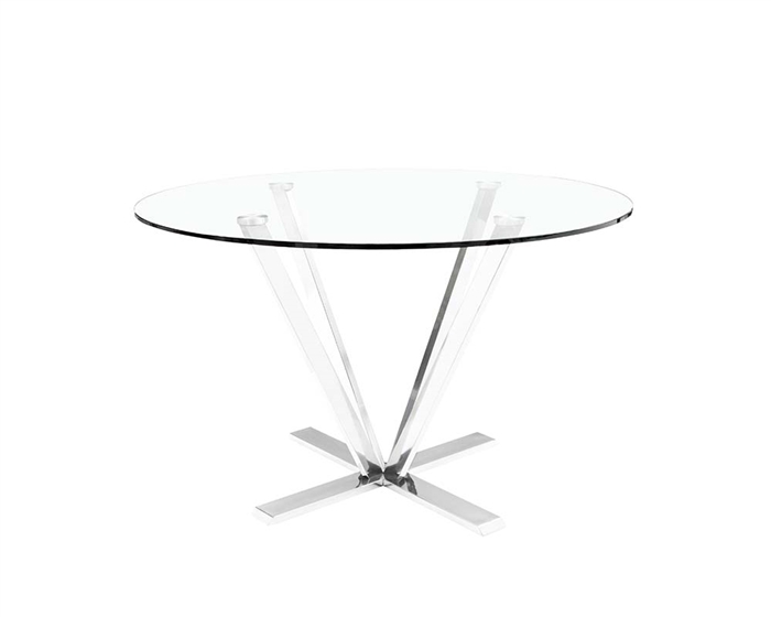 This ultra Modern tempered glass and stainless steel round Oliva Dining Table is a true work of art