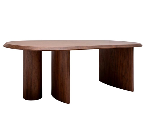 Martina Dining Table in Timber Tobacco Veneer with Cylindrical Bases