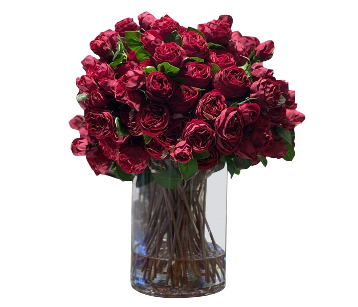 Red English Roses in 16â€³ Glass Rota VaseSpecial Order item available at MH2G