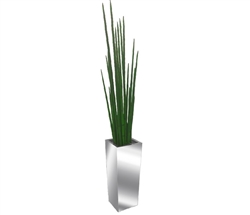 Squared Chromed Tapered Planter with Snake Grass Silver