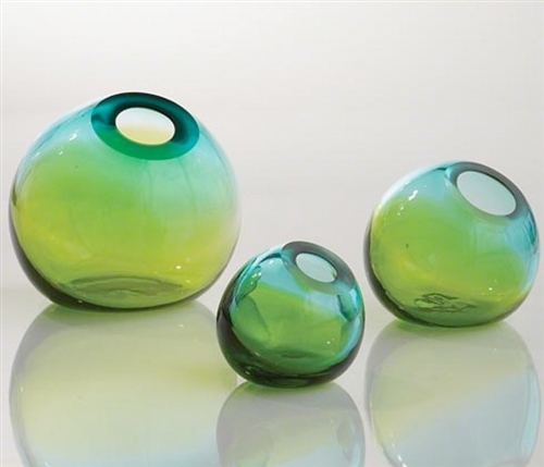 Ombre Ball Modern Vase Aqua/green - Medium  - Sold Out