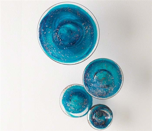 Glass Wall Mushrooms Set of Four - BLUE Modern Accessorie