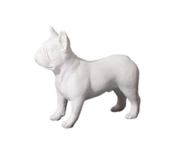 Modernist white French Bulldog sculpture with a sleek finish, ideal for minimalist or contemporary decor.