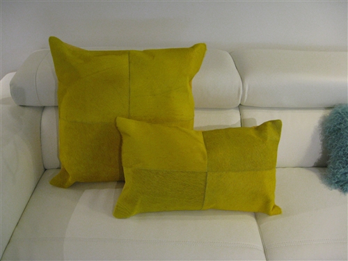 Hide Leather Modern Pillow Yellow